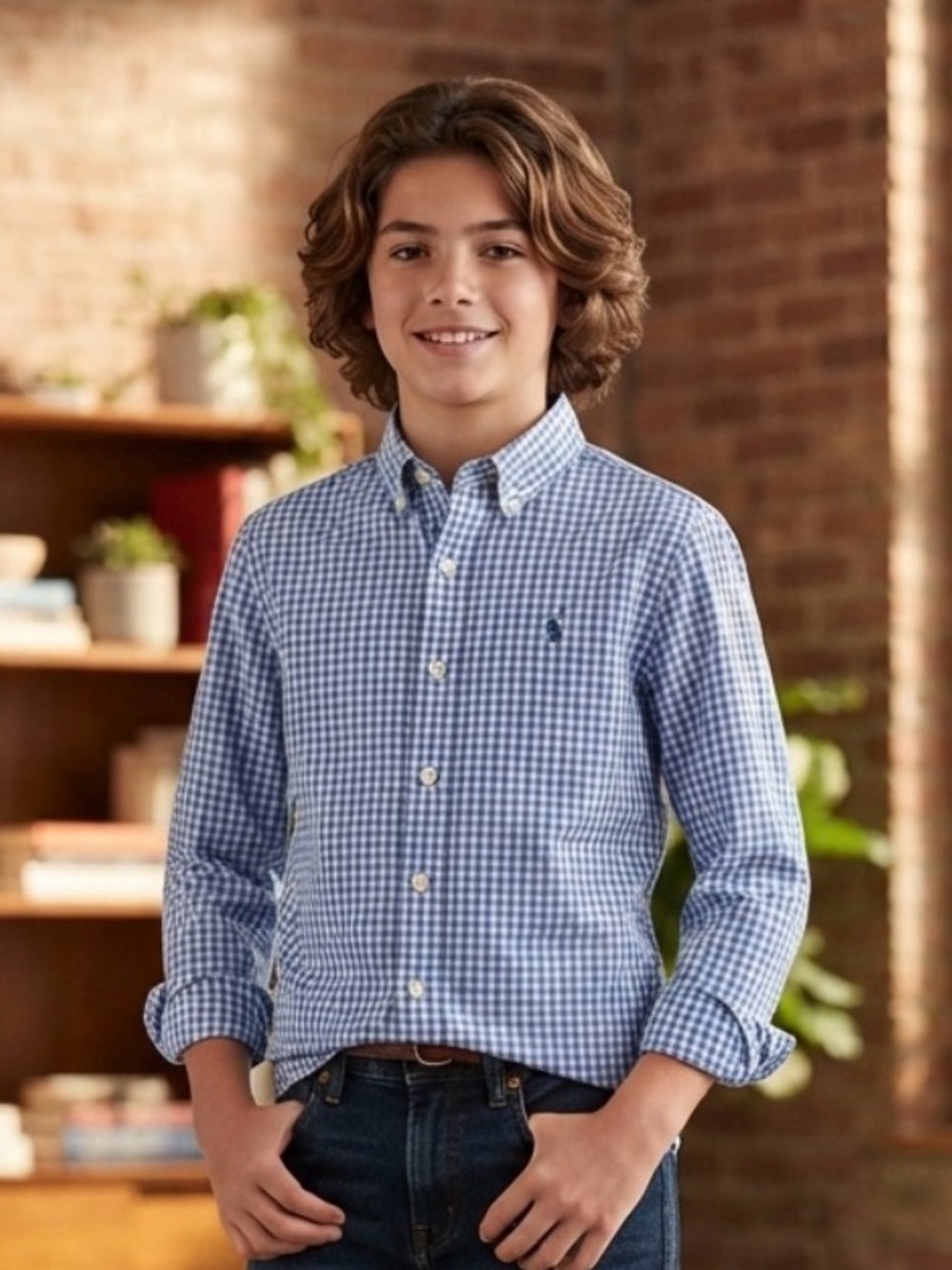 Vineyard Vines Blue Gingham Button-Down Shirt